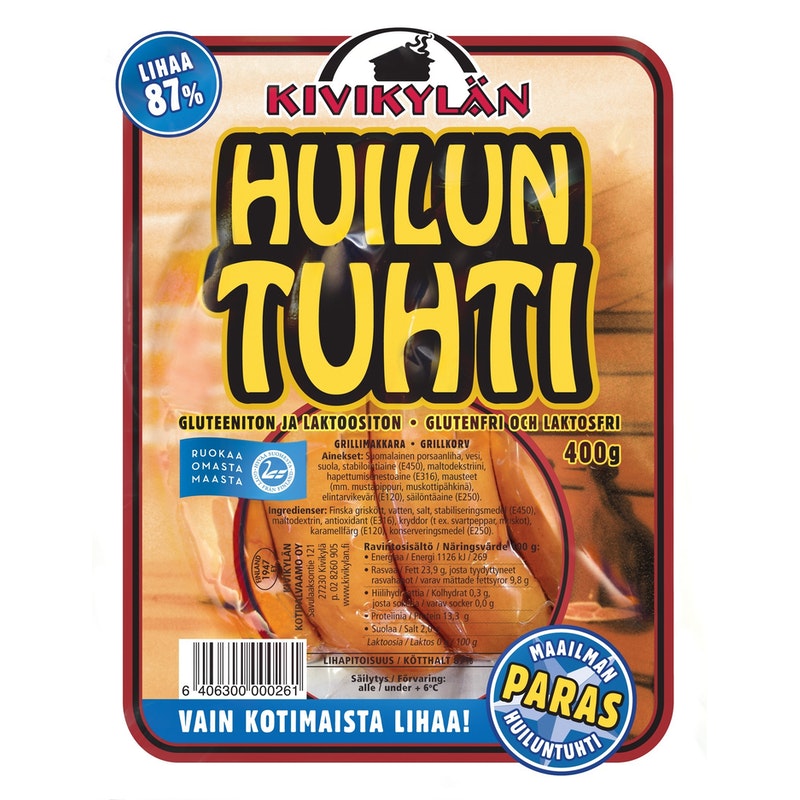 Kivikylän Huiluntuhti grillimakkara 400g - Saariston Puoti